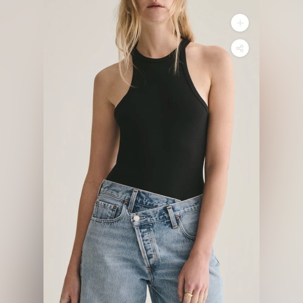 AGOLDE RIANNE HIGH NECK RACERBACK BODYSUIT BLACK SIZE SMALL - Picture 2 of 8